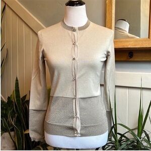 NWT Brooks Brothers Silk Blend Metallic Trim Cardigan Sweater